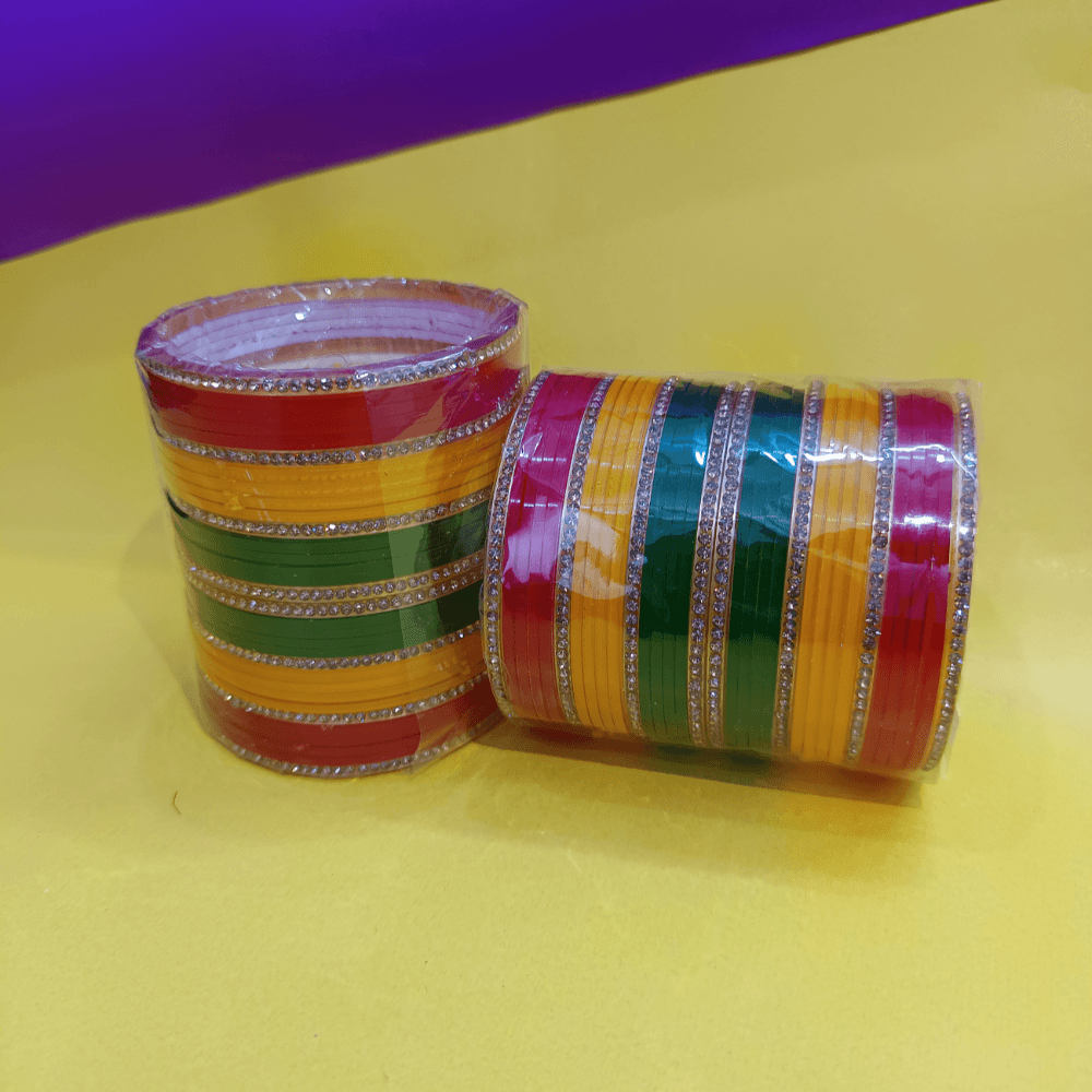 Traditional Multi-Colored Bangles with Golden Border 1 Traditional Multi-Colored Bangles with Golden Border