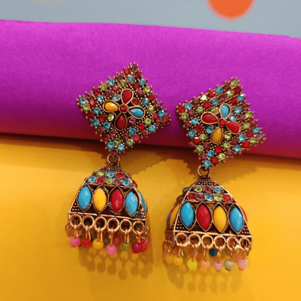 Multicolor Ethnic Jhumka Earrings for Women & Girls