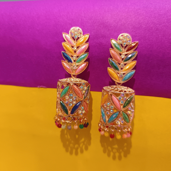 Rainbow Bloom Jhumka Earrings
