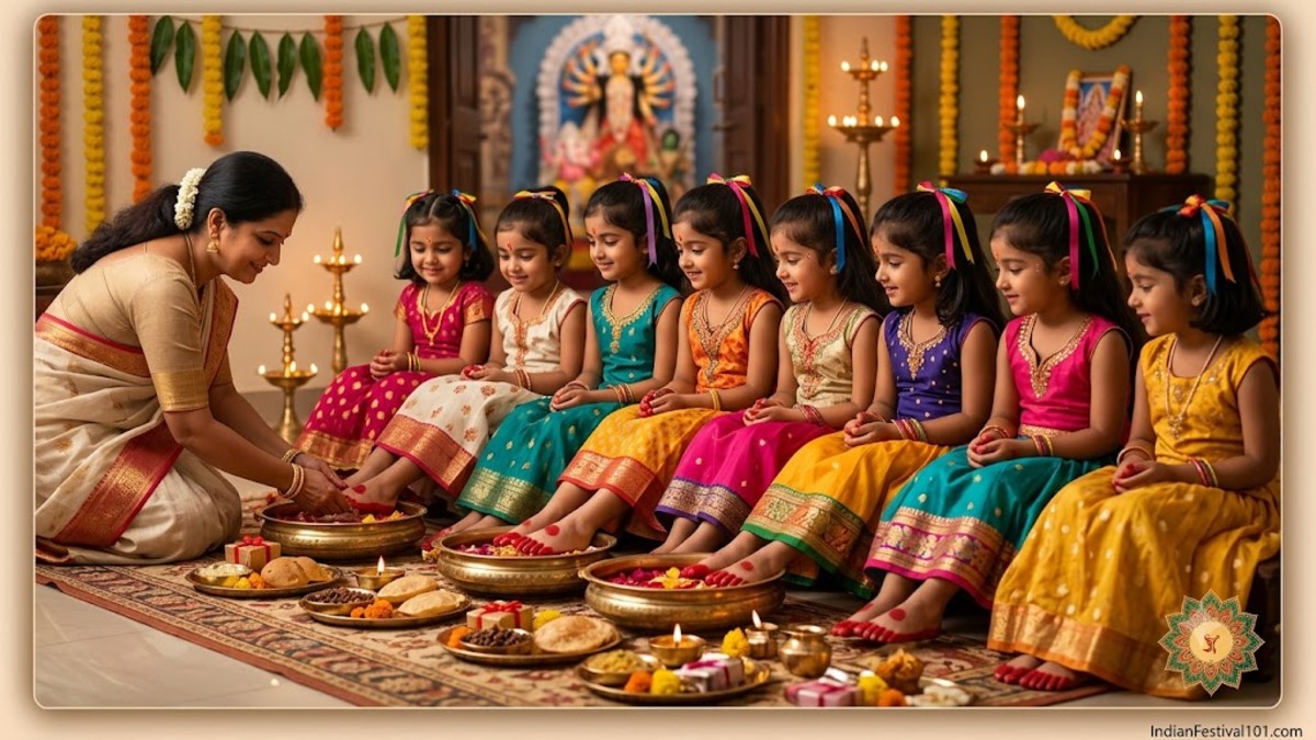 Ashtami Kanya Pujan: Complete Guide to Vidhi, Samagri, Food & Gifts 1 Ashtami Kanya Pujan