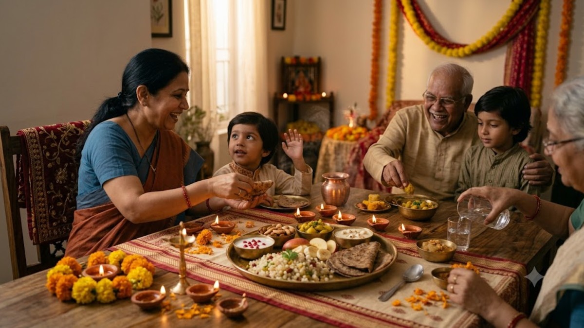 Navratri fasting food with traditional vrat dishes and festive Indian thali